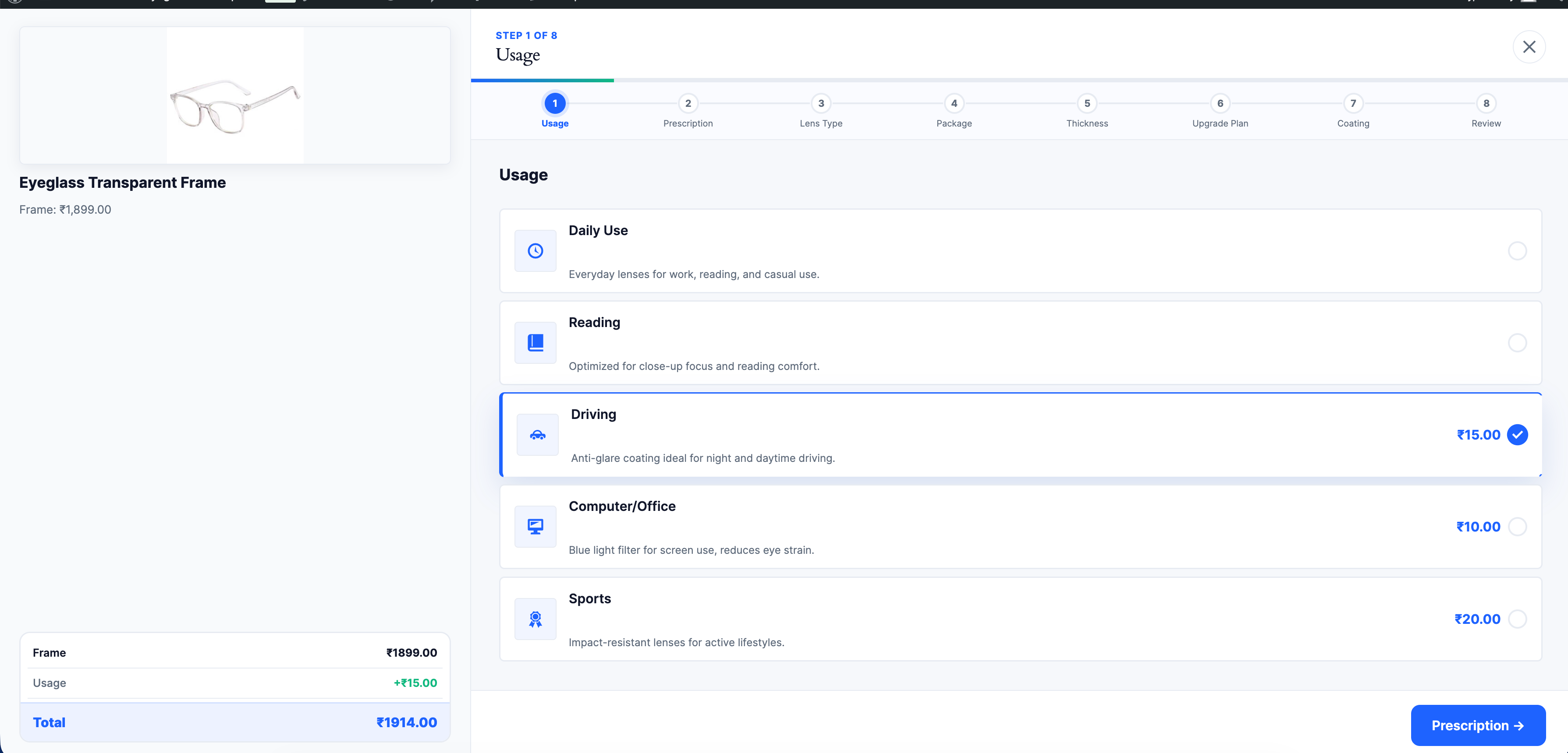 LensKit Pro SaaS product India - WooCommerce lens configurator plugin with 8-step wizard and live tint preview